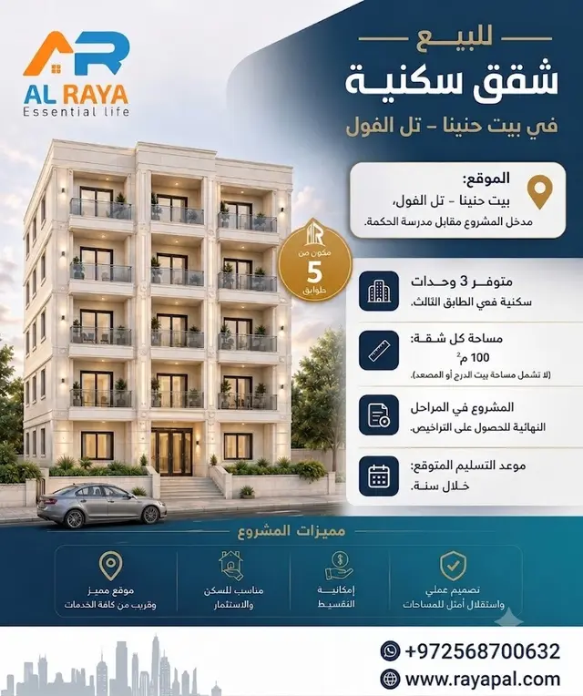 شقق سكنية للبيع – بيت حنينا، تل الفول